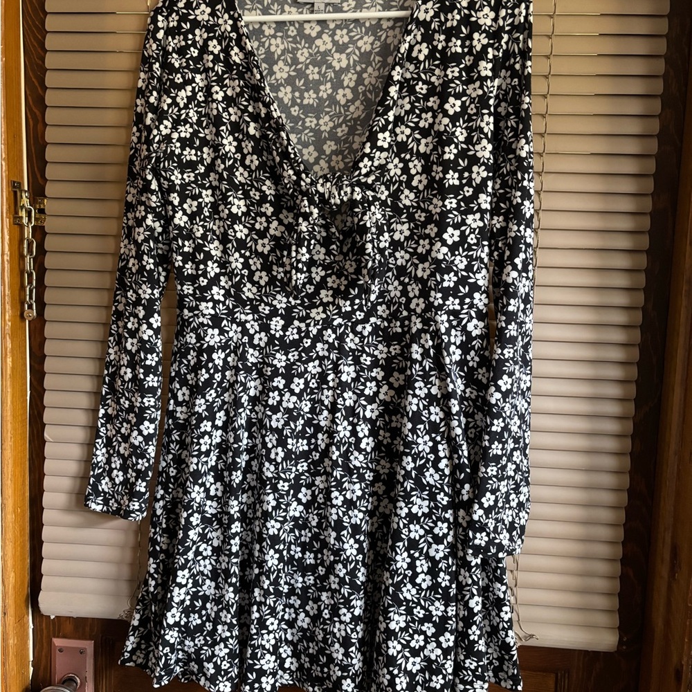 Floral Black and White Dress